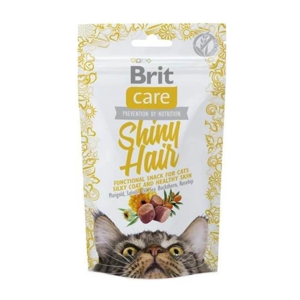 Brit Care Shiny Hair Parlak ve Sağlıklı Tüyler için Tahılsız Kedi Ödül Maması 50gr ürün görseli 1