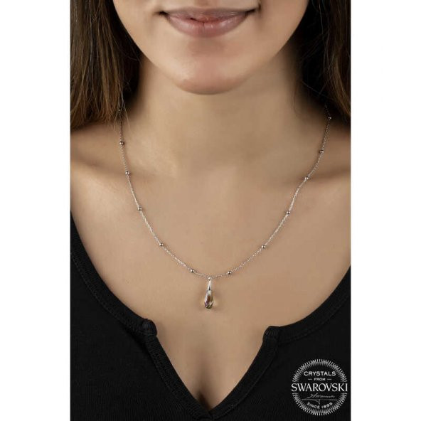 Swarovski Crystal Taşlı Ametist Top Zincir Gümüş Kadın Kolye ürün görseli 1