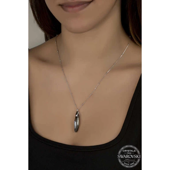 Swarovski Crystal Taşlı Top Zincir Çubuk Gümüş Kadın Kolye ürün görseli 1