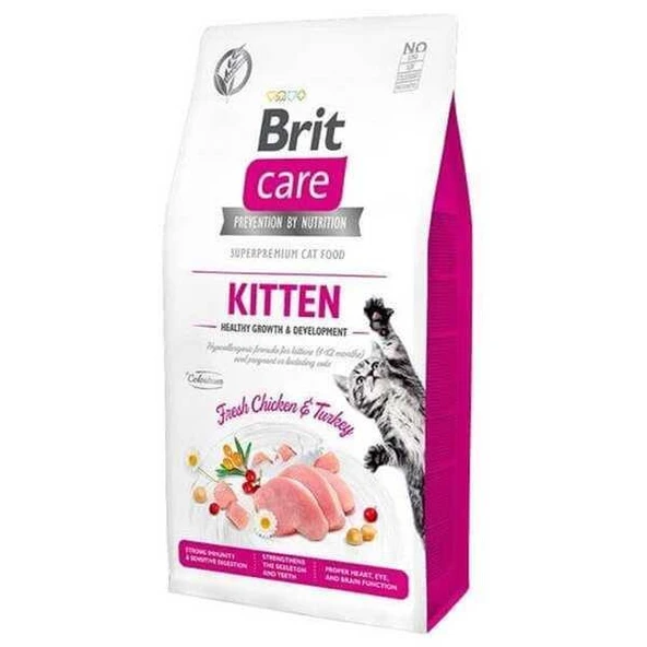 Brit Care Hypoallergenic Kitten Tavuklu ve Hindili Tahılsız Yavru Kedi Maması 2 kg ürün görseli 1