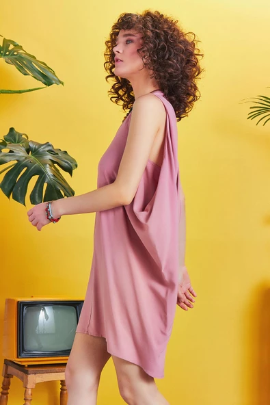 Bohem Stil Kısa Salaş Tunik Elbise - Resim 4