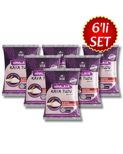 Saygın Tuz Rafine Edilmemiş Doğal Himalaya Kristal Kaya Tuzu - Sofra Tuzu / İnce Taneli / Paketli 500 gr X 6 adet ürün görseli 1