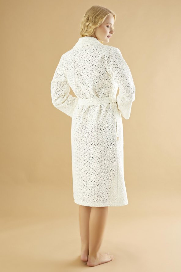 Beden Brodeli Bambu Cotton Bayan Sabahlık - Resim 3