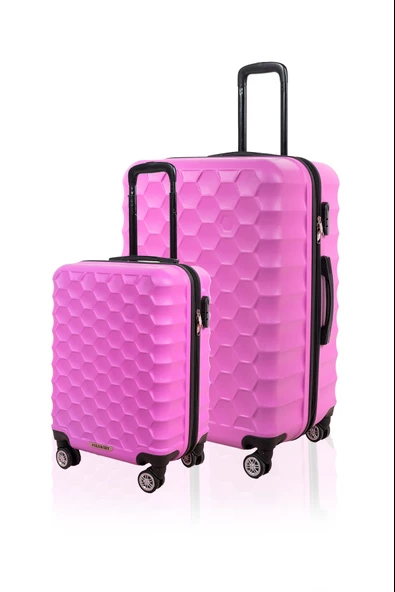 Polo&Sky Petek Model Pembe Renk 2'li Valiz Seti (Küçük+Büyük) ürün görseli 1