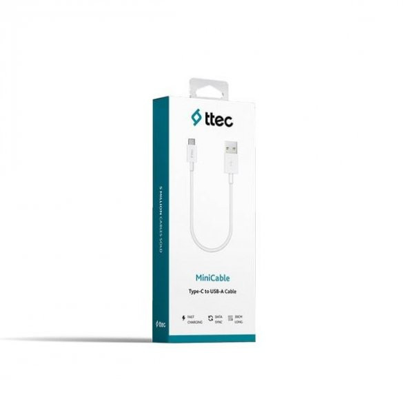 Ttec 2DK7519B Minicable Type-C Data ve Şarj Kablosu 30 cm Beyaz - Resim 2