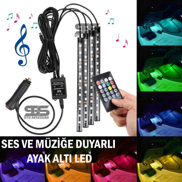 Ayak Altı Led Ses Ve Müziğe Duyarlı Kumandalı 8 Renk 4 Mod Üniversal ürün görseli 1