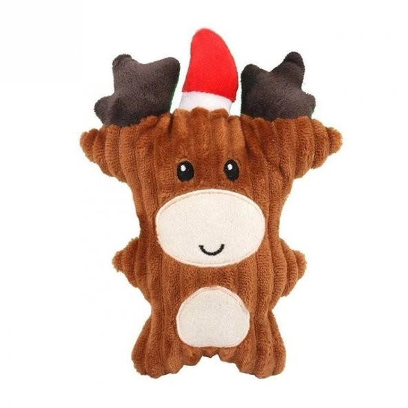 Sevimli Noel Figürlü Sesli Peluş Oyuncak Yılbaşı Şapkalı 16 cm ürün görseli 1