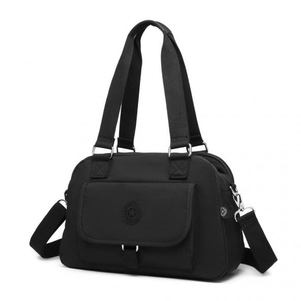 Krinkıl Kumaş Kadın Omuz Çantası Smart Bags 1122 Siyah ürün görseli 1