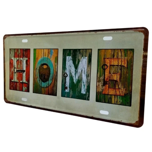 Dekoratif 3D Metal Plaka Home 30cm - Resim 2