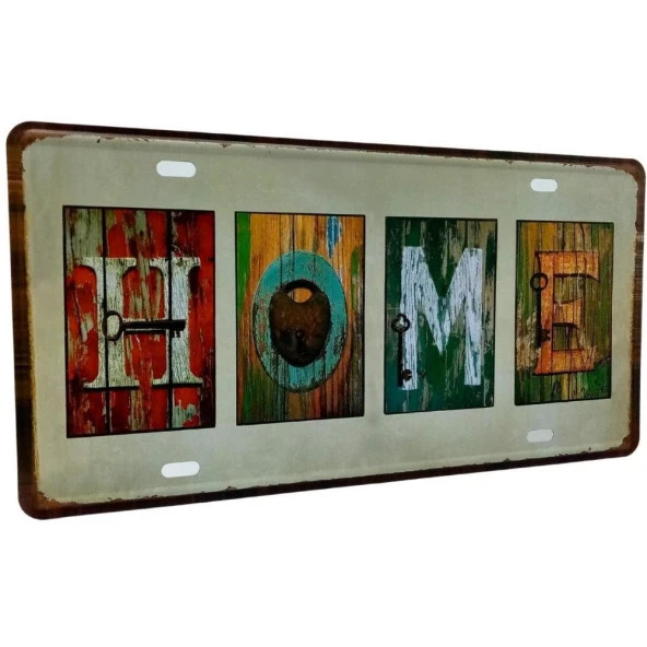 Dekoratif 3D Metal Plaka Home 30cm - Resim 3