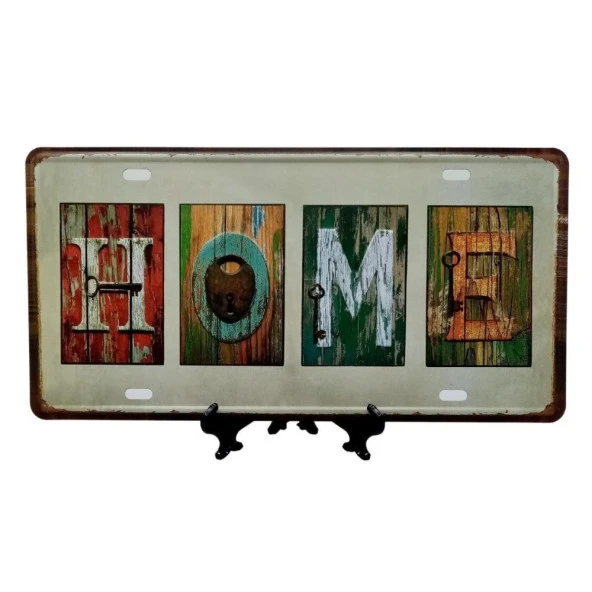 Dekoratif 3D Metal Plaka Home 30cm - Resim 4