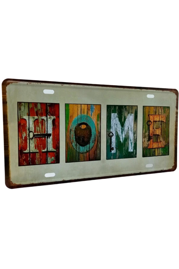 Dekoratif 3D Metal Plaka Home 30cm - Resim 6