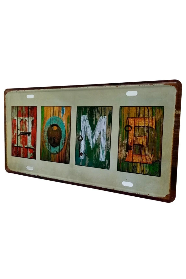 Dekoratif 3D Metal Plaka Home 30cm - Resim 7