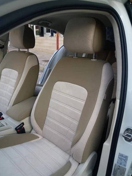VW Passat B8 Ortalar Krem Tay Tüyü-Kenarlar Maldive Deri ürün görseli 1