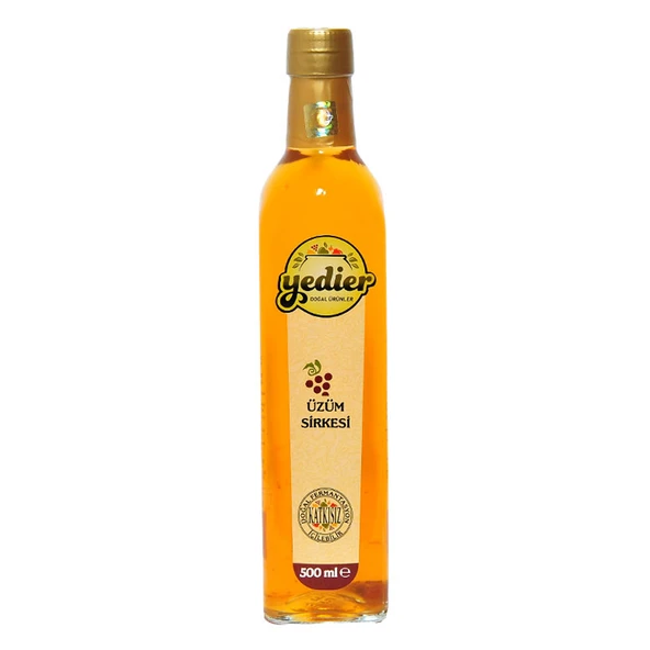 Yedier Doğal Fermantasyon Katkısız İçilebilir Üzüm Sirkesi Cam Şişe 500 ML ürün görseli 1
