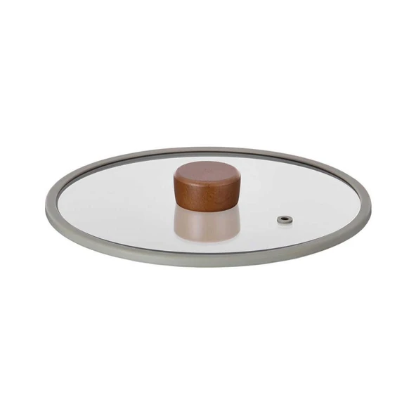 FİKA 22 CM DÜZ SİLİKON ÇERÇEVELİ CAM KAPAK GRİ ürün görseli 1
