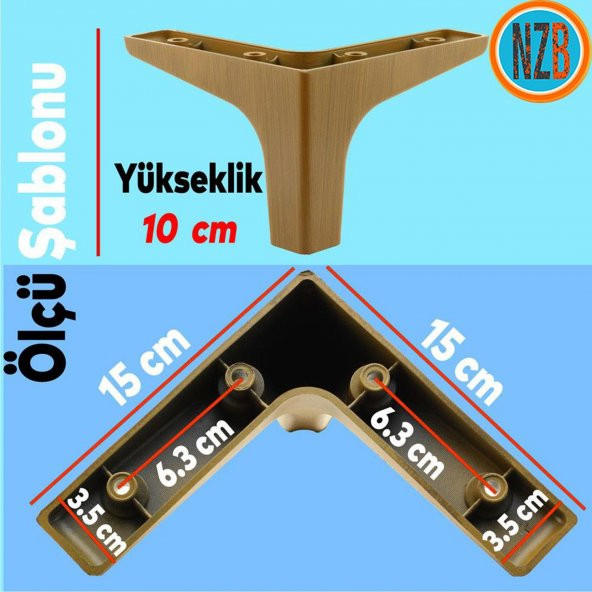 Mobilya Kanepe Çekyat Sehpa TV Ünitesi Baza Koltuk Ayağı Koyu Ceviz Renk 10 cm Ayak ürün görseli 1
