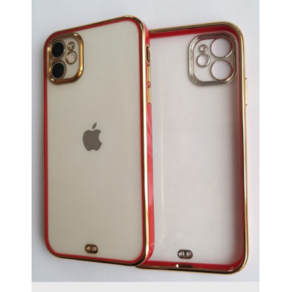 Apple iPhone 12 Uyumlu Kamera Korumalı Lüx Lazer Kesim Şeffaf Kılıf ürün görseli 1