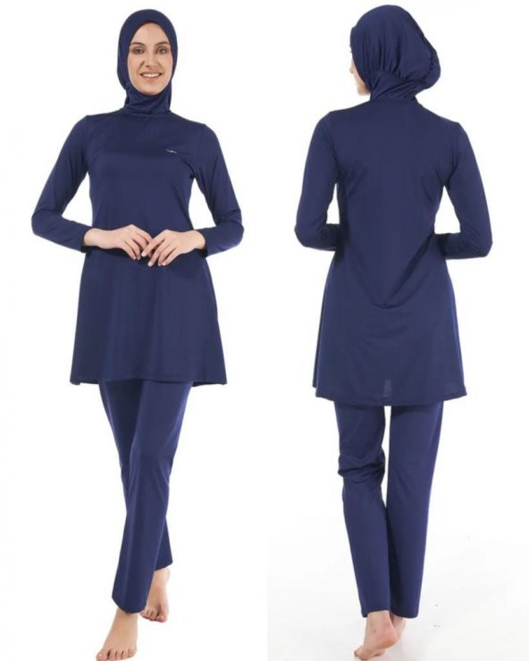 Estiva 22901 Lacivert  Tam Boy Düz Tesettür Mayo ürün görseli 1