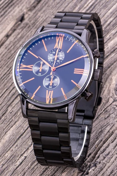 Premium Siyah Analog Erkek Kol Saati Çelik Kasa ST-304298 ürün görseli 1