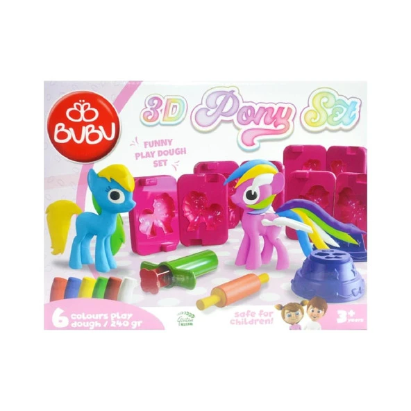 Bu-Bu 3D Unicorn Oyun Hamuru Kalıbı ve 6 Renk Oyun Hamuru Seti ürün görseli 1