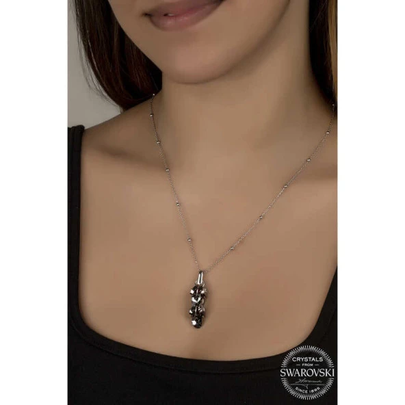 Swarovski Crystal Taşlı Salkım Gümüş Kadın Kolye ürün görseli 1