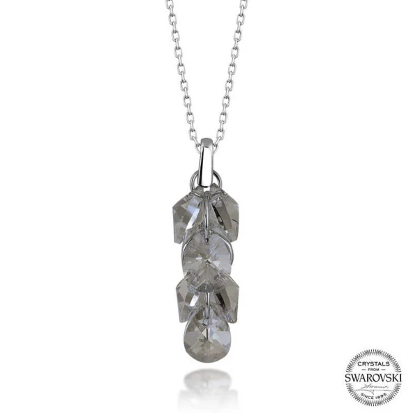 Swarovski Crystal Taşlı Salkım Gümüş Kadın Kolye ürün görseli 1