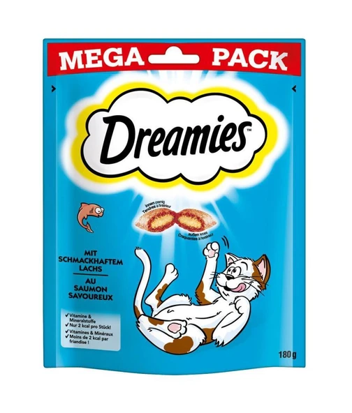 Dreamies Mega Pack İç Dolgulu Somonlu Kedi Ödül Bisküvisi 180gr ürün görseli 1