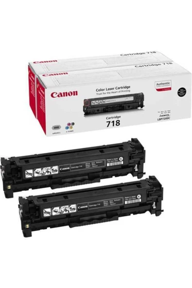CANON CRG-718BK SİYAH ORJİNAL TONER 2\'Lİ PAKET - LBP 7200 /MF8330C / MF8350C ürün görseli 1