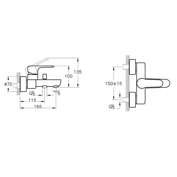 Artema Root Round Banyo Bataryası Krom A42725 - Resim 2