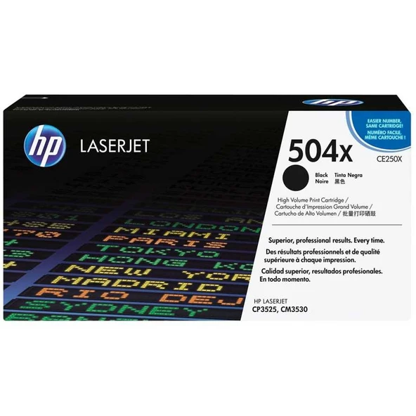 HP CE250X SİYAH ORJİNAL TONER Yüksek Kapasite CP3525 / CM3530 ürün görseli 1