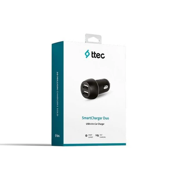 Ttec 2CKS21S SmartCharger Duo 3.1A Araç Şarj Aleti Çift USB Siyah - Resim 2