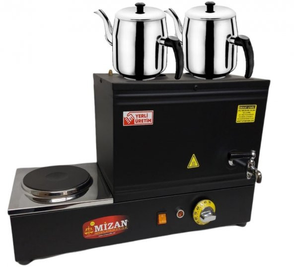 Mizan  MC206-SYH Çift Demlik 20 Lt. Pleytli Çay Kazanı - Elektrikli Siyah Kahveci Ocağı +Demlik ürün görseli 1