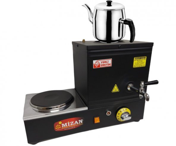 Mizan MC205-SYH Tek Demlikli 10 Lt. Pleytli Çay Kazanı - Elektrikli Siyah Kahveci Ocağı + Demlik ürün görseli 1