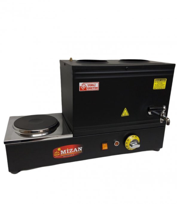 Mizan MC206-SYH Çift Demlik 20 Lt. Pleytli Çay Kazanı - Elektrikli Siyah Kahveci Ocağı ürün görseli 1