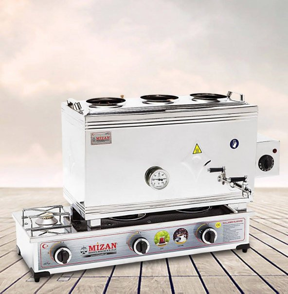Mizan MC401 Çay Kazanı LPG Tüplü +Elektrikli Üç Demlik Kahveci Ocağı 40 Lt ürün görseli 1