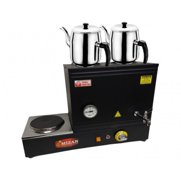 Mizan MC207-SYHÇift Demlikli 30 Lt. Pleytli Çay Kazanı - Elektrikli Siyah Kahveci Ocağı + DEMLİK ürün görseli 1