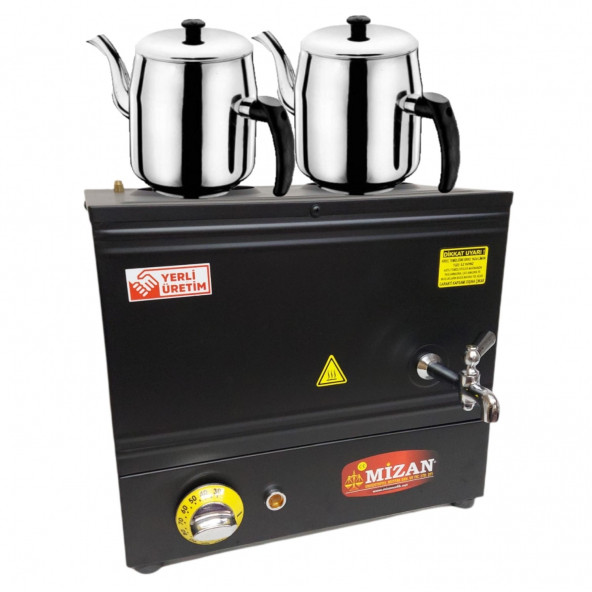 Mizan MC216-SYH Çift Demlik 20 Lt. Pleytsiz Çay Kazanı - Elektrikli Siyah Kahveci Ocağı + Demlik ürün görseli 1