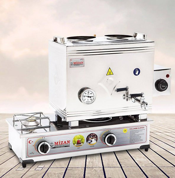 Mizan MC402 Çay Kazanı LPG TÜPLÜ+ Elektrikli Çift Demlik Kahveci Ocağı 30 Lt ürün görseli 1
