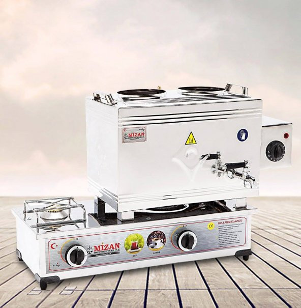 Mizan MC403 Mizan Çay Kazanı LPG TÜPLÜ+ Elektrikli Çift Demlik Kahveci Ocağı 20 Lt ürün görseli 1