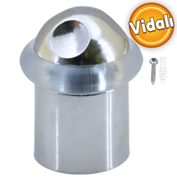 Kapı Stoperi Kapı Durdurucu Tutucu Tamponu Silikonlu Contalı Stopu Vidalı Parlak Krom 50 mm ürün görseli 1
