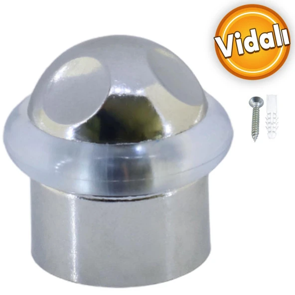 Kapı Stoperi Kapı Durdurucu Tutucu Tamponu Silikonlu Contalı Stopu Vidalı Mat Krom 35 mm ürün görseli 1