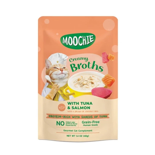 Moochie Parça Ton Balığı Ve Somonlu Tahılsız Kedi Çorbası 40gr ürün görseli 1