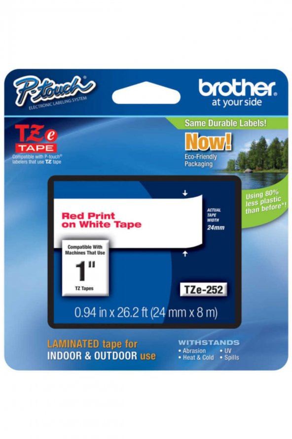 BROTHER TZE-252 (24MM) KIRMIZI LAMİNE ETİKET ürün görseli 1