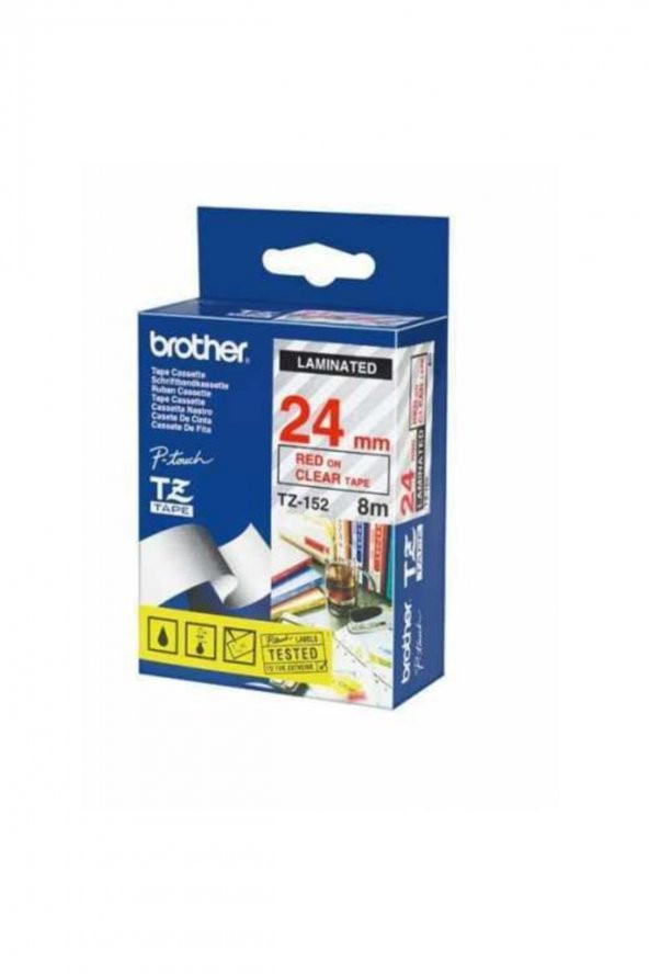 BROTHER TZ-152 (24MM) KIRMIZI LAMİNE ETİKET ürün görseli 1