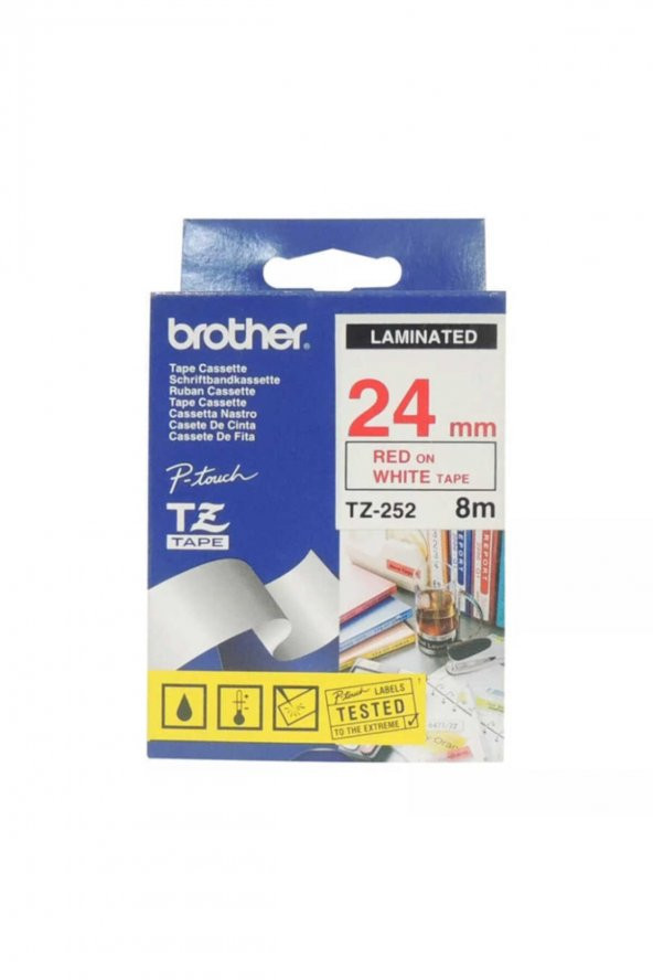 BROTHER TZ-252 (24MM) KIRMIZI LAMİNE ETİKET ürün görseli 1