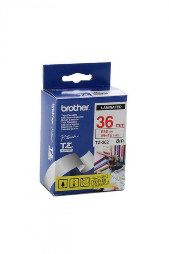 BROTHER TZ-262 (36MM) KIRMIZI LAMİNE ETİKET ürün görseli 1