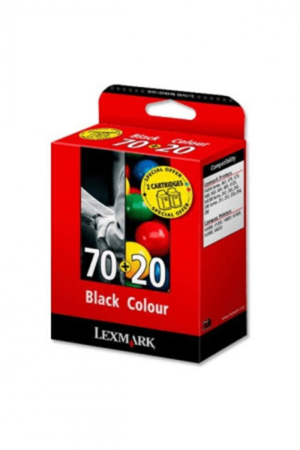LEXMARK 70+20 SİYAH+RENKLİ 2li PAKET ORJİNAL KARTUŞ F4270 X4250 X125 Z11 ürün görseli 1