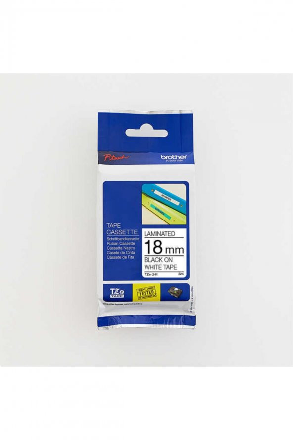 BROTHER TZE-241 (18MM) BEYAZ LAMİNE ETİKET ürün görseli 1
