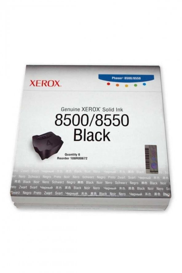 XEROX Phaser 8500 / 8550 108R00672 SİYAH KATI MÜREKKEP TONER 6lı Paket ürün görseli 1
